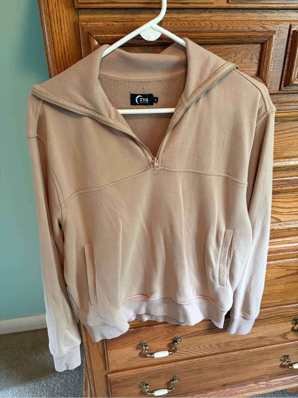 ZYIA Beige Quarter-Zip Pullover Sweater